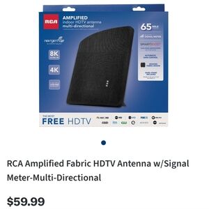 RCA Amplified Fabric HDTV Antenna - Black
